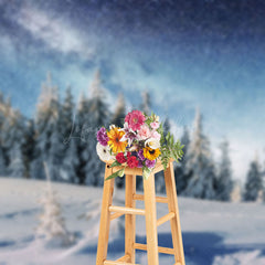 Lofaris Blue Sky Snow Forest Sunshine Winter Photo Backdrop