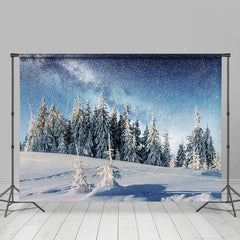 Lofaris Blue Sky Snow Forest Sunshine Winter Photo Backdrop