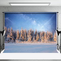 Lofaris Blue Sky Star Sunrise Snowy Forest Winter Backdrop