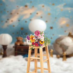 Lofaris Blue Sky Stars Globe Bears Photography Backdrop For Kids