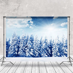 Lofaris Blue Sky Sunshine Winter Forest Photography Backdrop