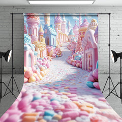 Lofaris Blue Sky Sweet Fairy Candy World Castle Sweep Backdrop