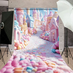 Lofaris Blue Sky Sweet Fairy Candy World Castle Sweep Backdrop