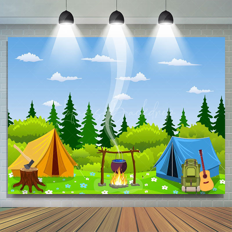 Lofaris Blue Sky Wild Forest Jungle Tents Picnic Backdrop