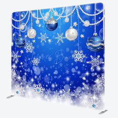 Lofaris Blue Snowflake Bell Christmas Pillow Case Backdrop