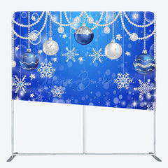 Lofaris Blue Snowflake Bell Christmas Pillow Case Backdrop