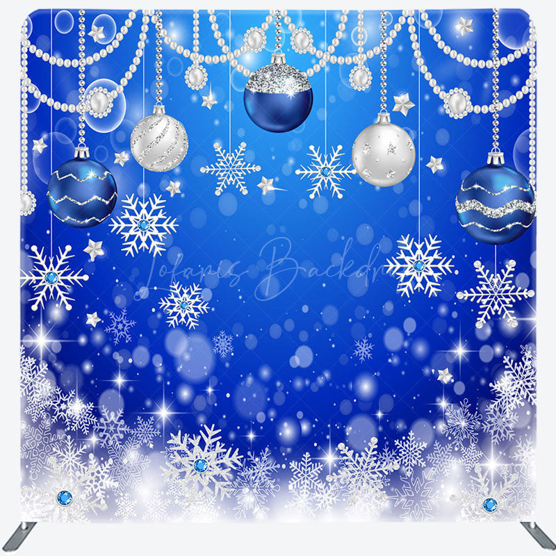 Lofaris Blue Snowflake Bell Christmas Pillow Case Backdrop