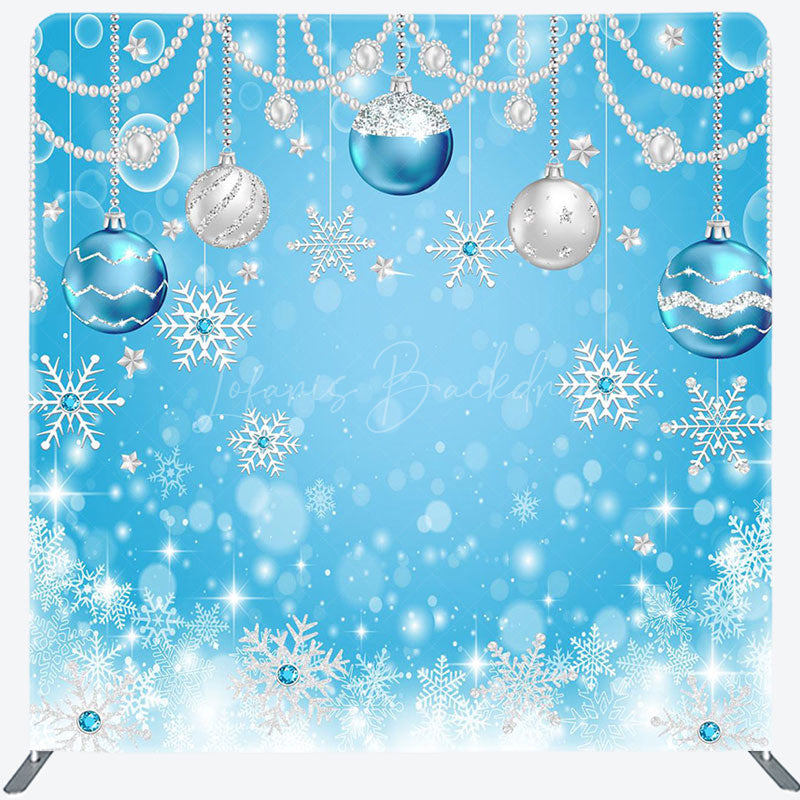 Lofaris Blue Snowflakes Christmas Bell Pillow Case Backdrop