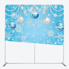 Lofaris Blue Snowflakes Christmas Bell Pillow Case Backdrop