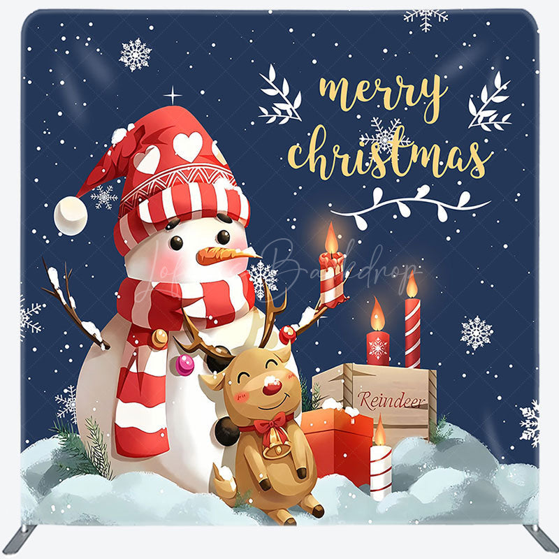 Lofaris Blue Snowman Elk Candle Xmas Pillow Case Backdrop