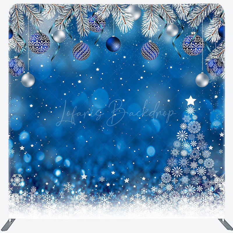 Lofaris Blue Snowy Bell Bokeh Christmas Pillow Case Backdrop