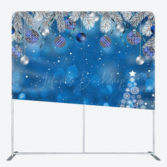 Lofaris Blue Snowy Bell Bokeh Christmas Pillow Case Backdrop