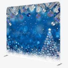 Lofaris Blue Snowy Bell Bokeh Christmas Pillow Case Backdrop