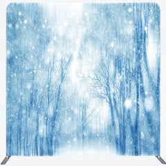 Lofaris Blue Snowy Nature Forest Scene Christmas Backdrop