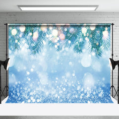 Lofaris Blue Snowy Snowflake Leaves Bokeh Christmas Backdrop