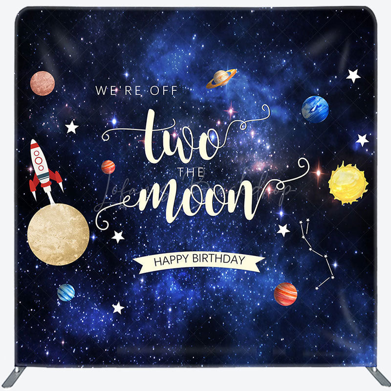 Lofaris Blue Starry Galaxy 2nd Birthday Pillow Case Backdrop