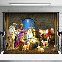 Lofaris Blue Starry Holy Night Nativity Christmas Backdrop