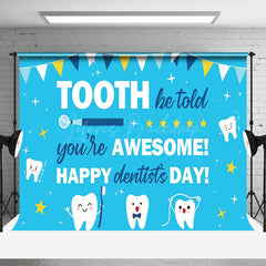 Lofaris Blue Stars White Tooth Happy Dentists Day Backdrop