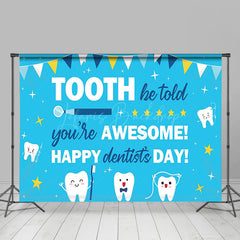 Lofaris Blue Stars White Tooth Happy Dentists Day Backdrop