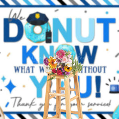 Lofaris Blue Stripe Donut Konw Thank You Police Backdrop