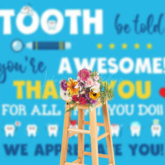 Lofaris Blue Tooth Tools Dentists Day Thank You Backdrop