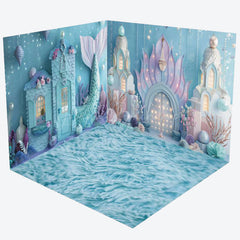 Lofaris Blue Undersea Mermaid Cake Smash Room Set Backdrop