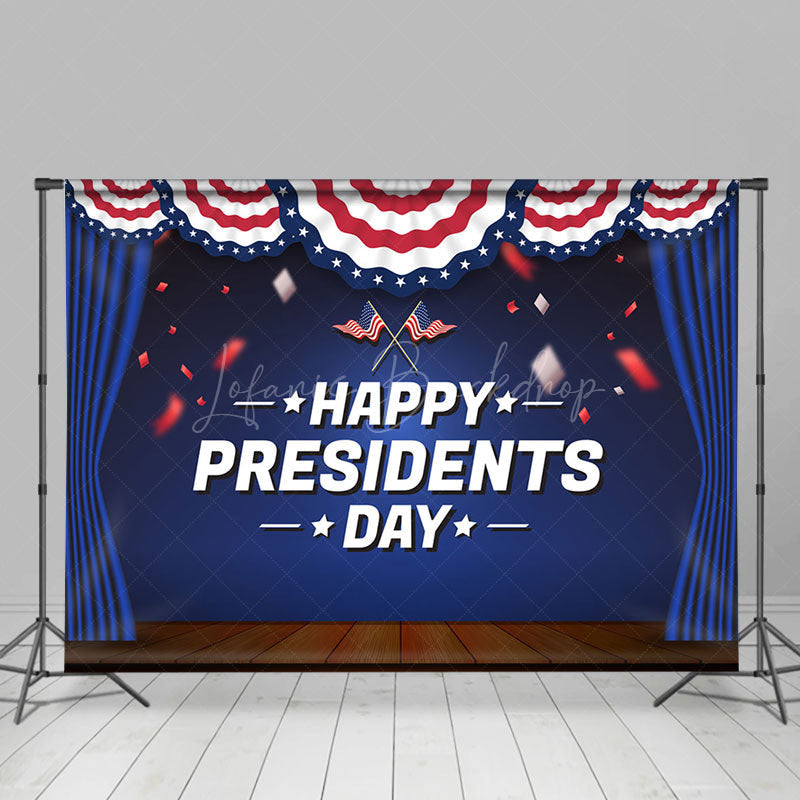 Lofaris Blue Usa Flag Stage Curtain Presidents Day Backdrop