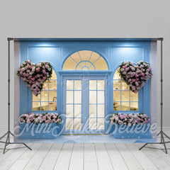 Lofaris Blue Vintage Room Valentines Floral Set Backdrop