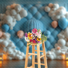 Lofaris Blue Vintage Wall Hot Air Balloon Cake Smash Backdrop