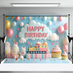 Lofaris Blue Wall Balloons Train Fairy Cake Smash Backdrop