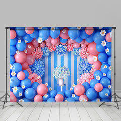 Lofaris Blue Wall Balloons Valentines Day Room Set Backdrop