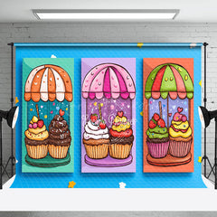 Lofaris Blue Wall Candyland Cupcake Dessert Party Backdrop