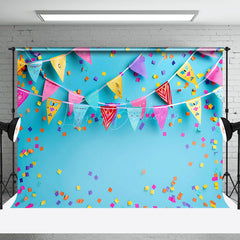 Lofaris Blue Wall Colorful Flag Confetti Cake Smash Backdrop