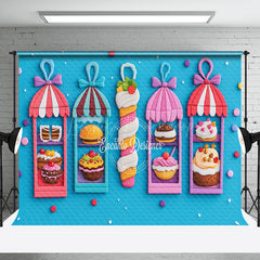 Lofaris Blue Wall Gourmet Colorful Shelf Cake Smash Backdrop