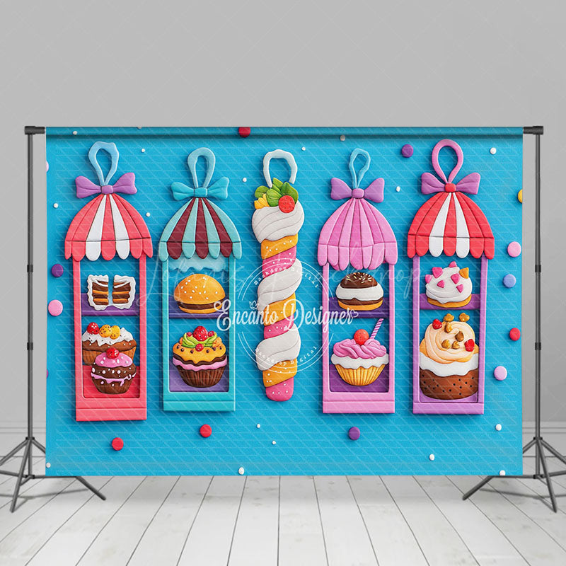 Lofaris Blue Wall Gourmet Colorful Shelf Cake Smash Backdrop