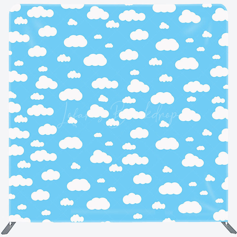 Lofaris Blue White Clouds Birthday Party Pillow Case Backdrop