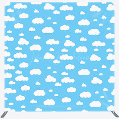 Lofaris Blue White Clouds Birthday Party Pillow Case Backdrop