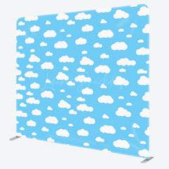 Lofaris Blue White Clouds Birthday Party Pillow Case Backdrop