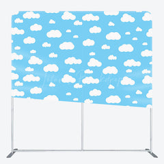 Lofaris Blue White Clouds Birthday Party Pillow Case Backdrop