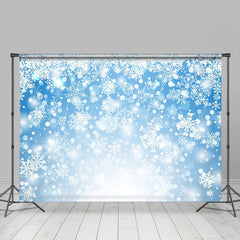 Lofaris Blue White Dense Snowflake Winter Scene Backdrop