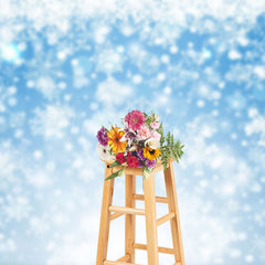 Lofaris Blue White Dense Snowflake Winter Scene Backdrop