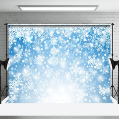 Lofaris Blue White Dense Snowflake Winter Scene Backdrop