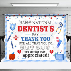 Lofaris Blue White Dots Happy National Dentists Day Backdrop