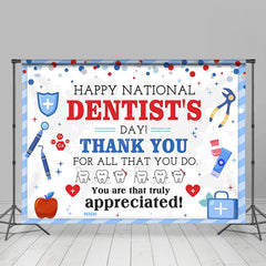 Lofaris Blue White Dots Happy National Dentists Day Backdrop