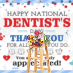 Lofaris Blue White Dots Happy National Dentists Day Backdrop