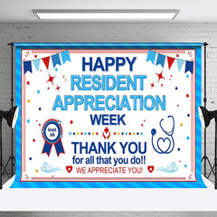 Lofaris Blue White Happy Resident Appreciation Week Backdrop