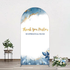 Lofaris Blue White Marbled Thank You Pastor Arch Backdrop