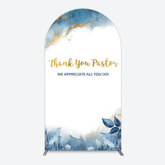 Lofaris Blue White Marbled Thank You Pastor Arch Backdrop