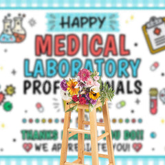 Lofaris Blue White Medical Lab Professionals Week Backdrop