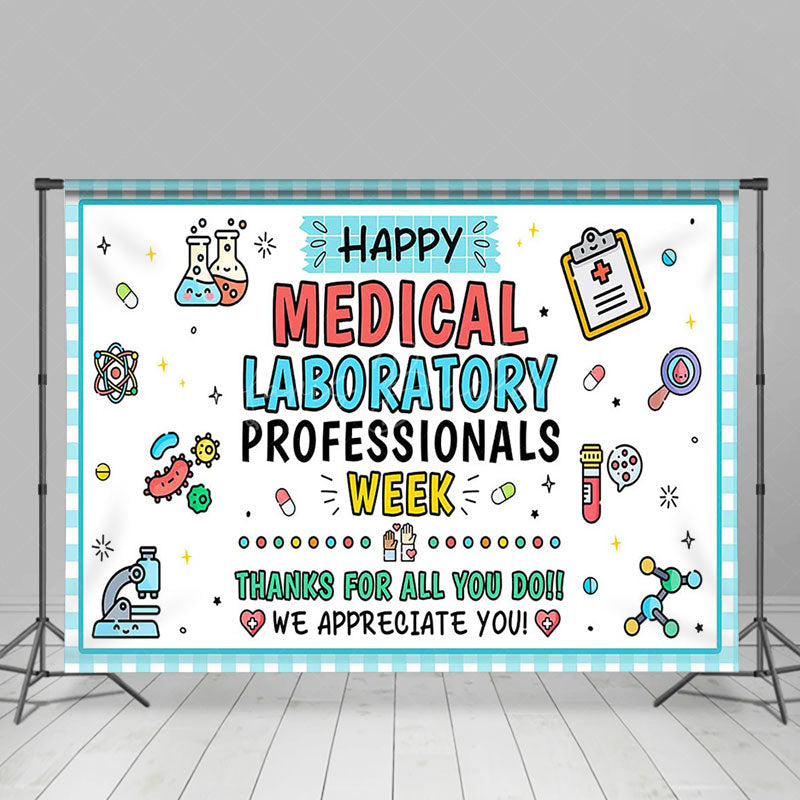 Lofaris Blue White Medical Lab Professionals Week Backdrop